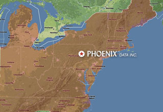 Click on this map for mileage distances from Phoenix Data, Inc., throughout the East Coast! 